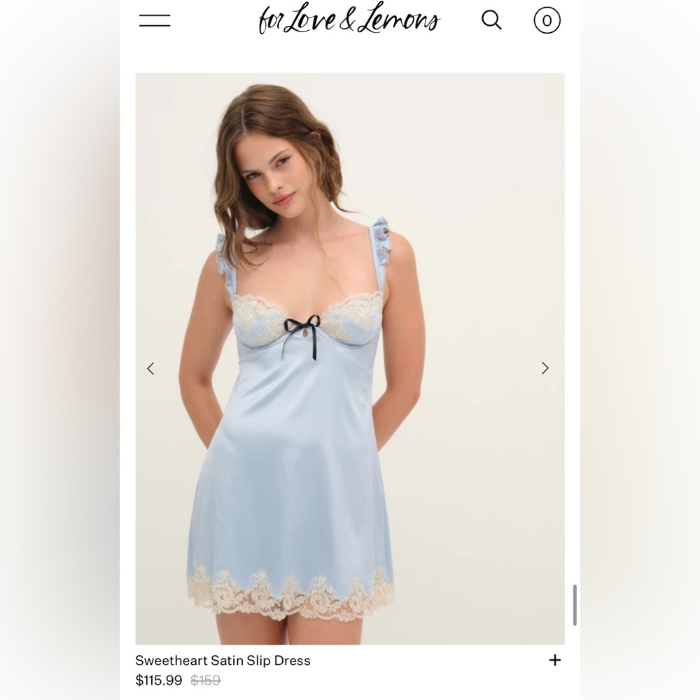 For Love & Lemons Blue Satin Slip Dress brand new with tag